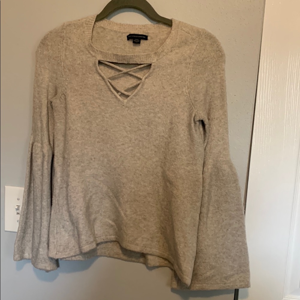 Cozy Beige Sweater with Bell Sleeves